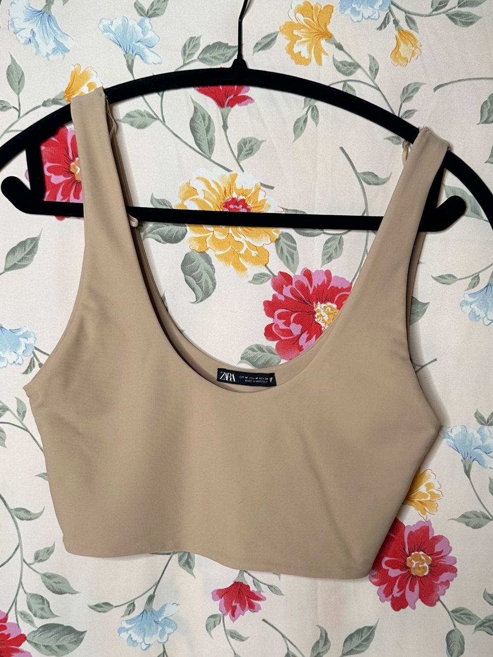 ZARA |  Taupe Scoop-Neck Cropped Tank Bralette | Size M